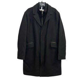 Cole Haan Mens Black Wool Blend Top Coat with Zip-Out Bib Layer Size Extra Large